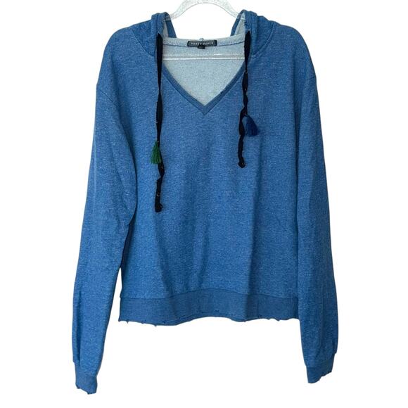 Honey Punch Pullover Hooded Sweatshirt Lightweight V-neck Gorpcore Medium Blue - Picture 1 of 8